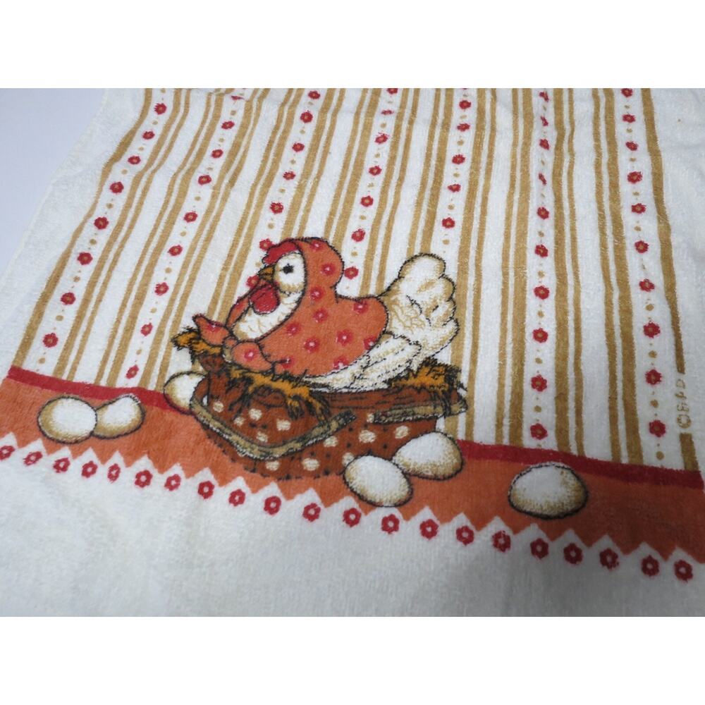 Lot of 3 Vintage Terry Kitchen Towels 1980s w/ Tags Mushroom, Chicken, Vegetable - Picture 12 of 16